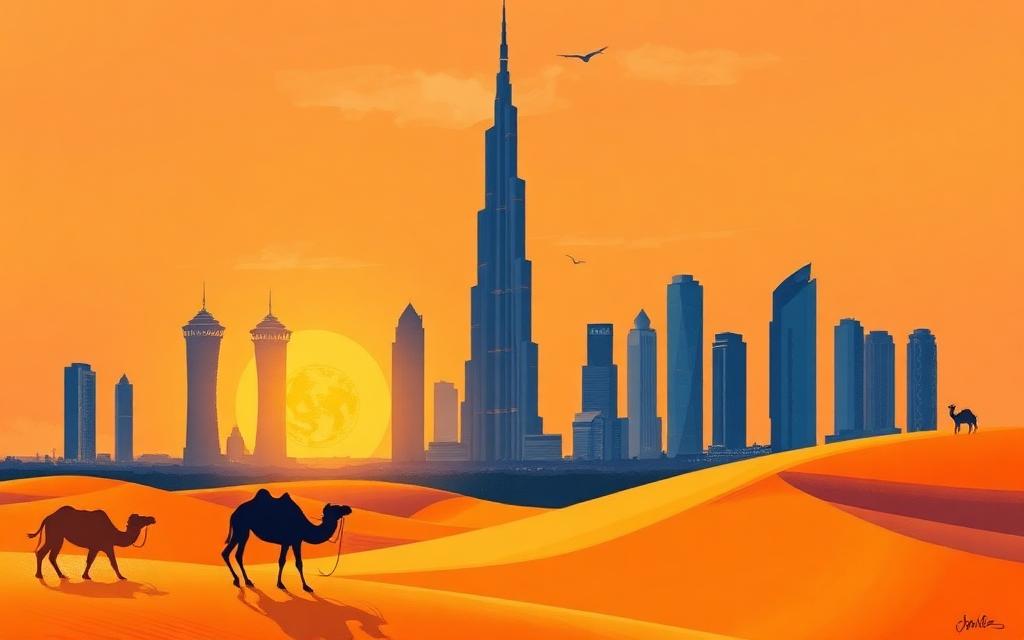 Dubai Skyline & Desert Luxe illustration